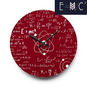 E=m/c2 Red Acrylic Wall Clock